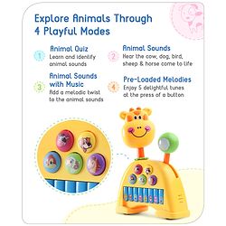 Babyhug Musical Light & Sound Elephant Piano with 5 Modes of Animal Sound - Blue