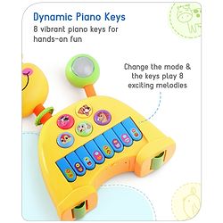 Babyhug Musical Light & Sound Elephant Piano with 5 Modes of Animal Sound - Blue