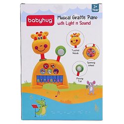 Babyhug Musical Light & Sound Elephant Piano with 5 Modes of Animal Sound - Blue