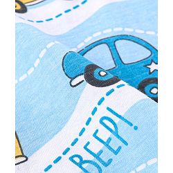 Babyhug Single Jersey Knit Half Sleeves Night Suit Vehicle Print - Blue