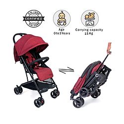 Babyhug Easy Travel Cabin Stroller With Z-Fold & Trolley Handle - Grey| Air Cabin Friendly| Swivel Wheel with Lock| Rear Wheels with Brake| Adjustable Leg Rest| Adjustable Canopy| Reclining Backrest