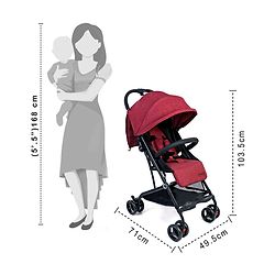 Babyhug Easy Travel Cabin Stroller With Z-Fold & Trolley Handle - Grey| Air Cabin Friendly| Swivel Wheel with Lock| Rear Wheels with Brake| Adjustable Leg Rest| Adjustable Canopy| Reclining Backrest