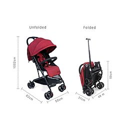 Babyhug Easy Travel Cabin Stroller With Z-Fold & Trolley Handle - Grey| Air Cabin Friendly| Swivel Wheel with Lock| Rear Wheels with Brake| Adjustable Leg Rest| Adjustable Canopy| Reclining Backrest