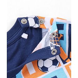 Babyhug Single Jersey Knit Half Sleeves Night Suit Sports Print - Blue