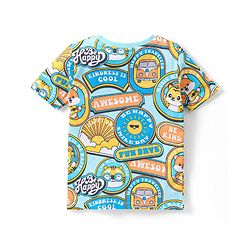 Babyhug Single Jersey Knit Half Sleeves Night Suit Slogan Print - Blue
