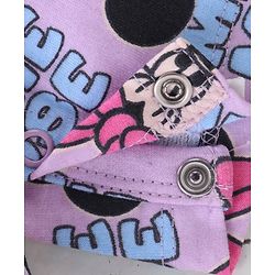 Babyhug Disney 100% Cotton Knit Dungaree With Frill Sleeves Top Minnie Mouse Print - Pink