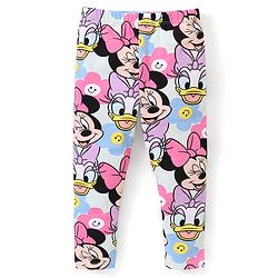 Babyhug Disney Cotton Lycra Full Length Leggings With Minnie Mouse Print - Multicolour
