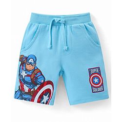 Babyhug Marvel Cotton Knit Shorts With Avengers Graphics Pack Of 2 - Blue