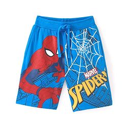 Babyhug Marvel Cotton Terry Knit Shorts with Spiderman Print - Blue