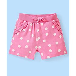 Babyhug Disney Single Jersey Knit  Sleeveless Top &  Shorts Set with Polka Dots & Minnie Mouse Graphics - White & Pink