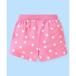 Babyhug Disney Single Jersey Knit  Sleeveless Top &  Shorts Set with Polka Dots & Minnie Mouse Graphics - White & Pink