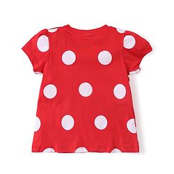 Babyhug Disney Single Jersey Knit Half Sleeve Top and Shorts Set with Minnie Mouse Graphics -Red & Navy Blue
