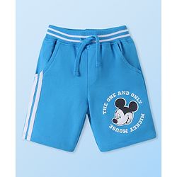 Babyhug Disney Single Jersey Knit Half Sleeves Shirt & Shorts With Mickey Mouse Graphics - White & Blue