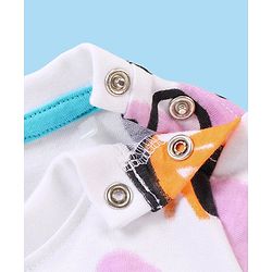Babyhug Disney Single Jersey Knit Half Sleeves T-Shirt And Shorts Set With Mickey Mouse Graphics - White Purple & Black