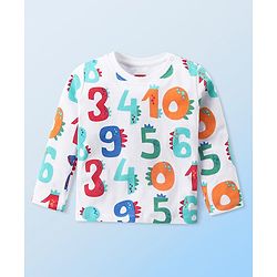 Babyhug Cotton Knit Full Sleeves Night Suit With Numbers Print - White