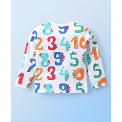 Babyhug Cotton Knit Full Sleeves Night Suit With Numbers Print - White