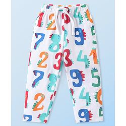 Babyhug Cotton Knit Full Sleeves Night Suit With Numbers Print - White