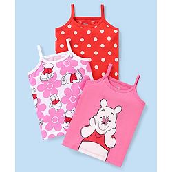 Babyhug Disney Interlock Knit  Sleeveless  Slips with Polka Dot  & Winnie The Pooh Print Pack of 3  - Mulicolour