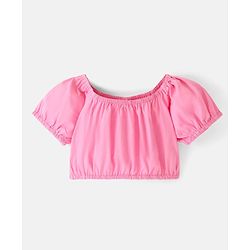 Babyhug Poplin Woven Half Sleeves  Top & Skirt Set with Floral Print - Pink & White
