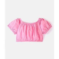 Babyhug Poplin Woven Half Sleeves  Top & Skirt Set with Floral Print - Pink & White