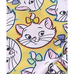 Babyhug Disney Sleeveless Frock Style V Cut Swimsuit With Marie Print - Yellow