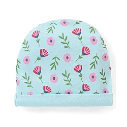 Babyhug 100% Cotton Cap Mittens & Booties Set Floral Print - Blue