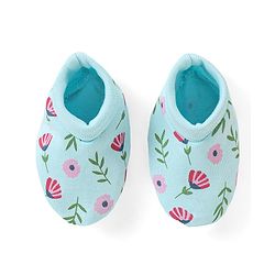 Babyhug 100% Cotton Cap Mittens & Booties Set Floral Print - Blue