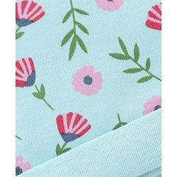 Babyhug 100% Cotton Cap Mittens & Booties Set Floral Print - Blue