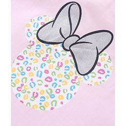 Babyhug Disney Single Jersey Knit Half Sleeves Night Suit With Foil Print & Minnie Mouse Graphics - Pink