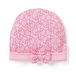 Babyhug 100% Cotton Cap Mittens & Booties Set Strawberry Print - Pink