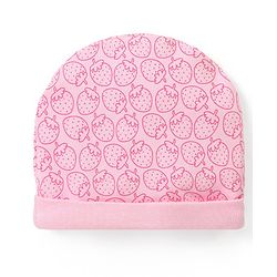 Babyhug 100% Cotton Cap Mittens & Booties Set Strawberry Print - Pink