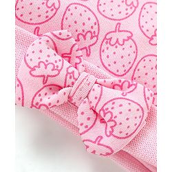 Babyhug 100% Cotton Cap Mittens & Booties Set Strawberry Print - Pink