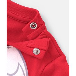 Babyhug Disney Single Jersey Knit  Full Sleeve Night Suit with Mickey Mouse Graphics - Red