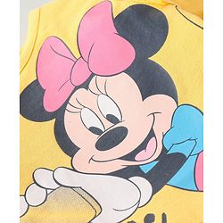 Babyhug Disney Single Jersey Knit Full Sleeves Night Suit with Frill Detailing & Minnie Mouse Graphics - Yellow