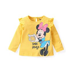 Babyhug Disney Single Jersey Knit Full Sleeves Night Suit with Frill Detailing & Minnie Mouse Graphics - Yellow