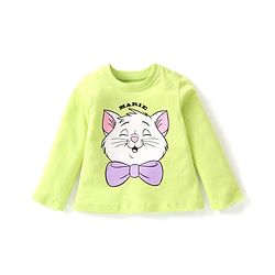 Babyhug Disney Single Jersey Full Sleeve Night Suit With Marie Graphics - Green & Purple