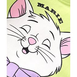 Babyhug Disney Single Jersey Full Sleeve Night Suit With Marie Graphics - Green & Purple