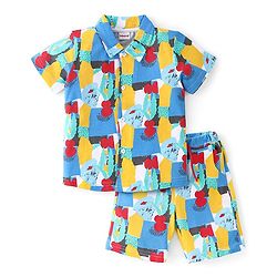 Babyhug Cotton Knit Half Sleeves Abstract Printed Shirt & Shorts Set - Multicolor