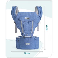 Babyhug Cherish 5-in-1 Hip Seat Baby Carrier:  Ergonomic design with padded straps, Breathable fabric, Foldable head support, storage pockets, and 5 carrying positions for babies up to 15 kg-Grey
