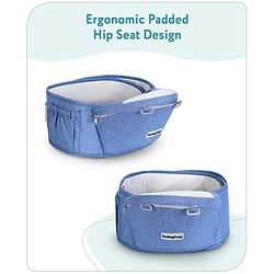 Babyhug Cherish 5-in-1 Hip Seat Baby Carrier:  Ergonomic design with padded straps, Breathable fabric, Foldable head support, storage pockets, and 5 carrying positions for babies up to 15 kg-Grey