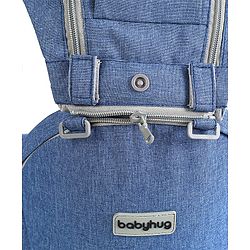 Babyhug Cherish 5-in-1 Hip Seat Baby Carrier:  Ergonomic design with padded straps, Breathable fabric, Foldable head support, storage pockets, and 5 carrying positions for babies up to 15 kg-Grey