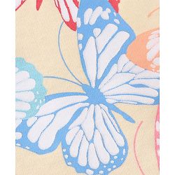 Babyhug 100% Cotton Knit Frill Sleeves Butterfly Printed Onesie - Yellow