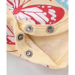 Babyhug 100% Cotton Knit Frill Sleeves Butterfly Printed Onesie - Yellow