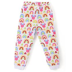 Babyhug Disney Single Jersey Knit Full Sleeves Night Suit with Minnie Mouse Graphics - White & Yellow