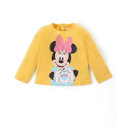 Babyhug Disney Single Jersey Knit Full Sleeves Night Suit with Minnie Mouse Graphics - White & Yellow