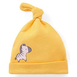 Babyhug 100% Cotton Caps Lion & Zebra Print Pack of 2 - Multicolour