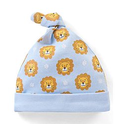 Babyhug 100% Cotton Caps Lion & Zebra Print Pack of 2 - Multicolour