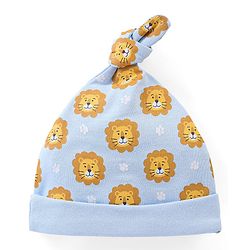 Babyhug 100% Cotton Caps Lion & Zebra Print Pack of 2 - Multicolour