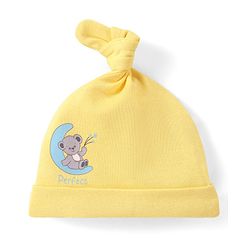 Babyhug 100% Cotton Cap With Bear Print Pack of 2 - Blue & Yellow