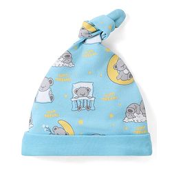 Babyhug 100% Cotton Cap With Bear Print Pack of 2 - Blue & Yellow